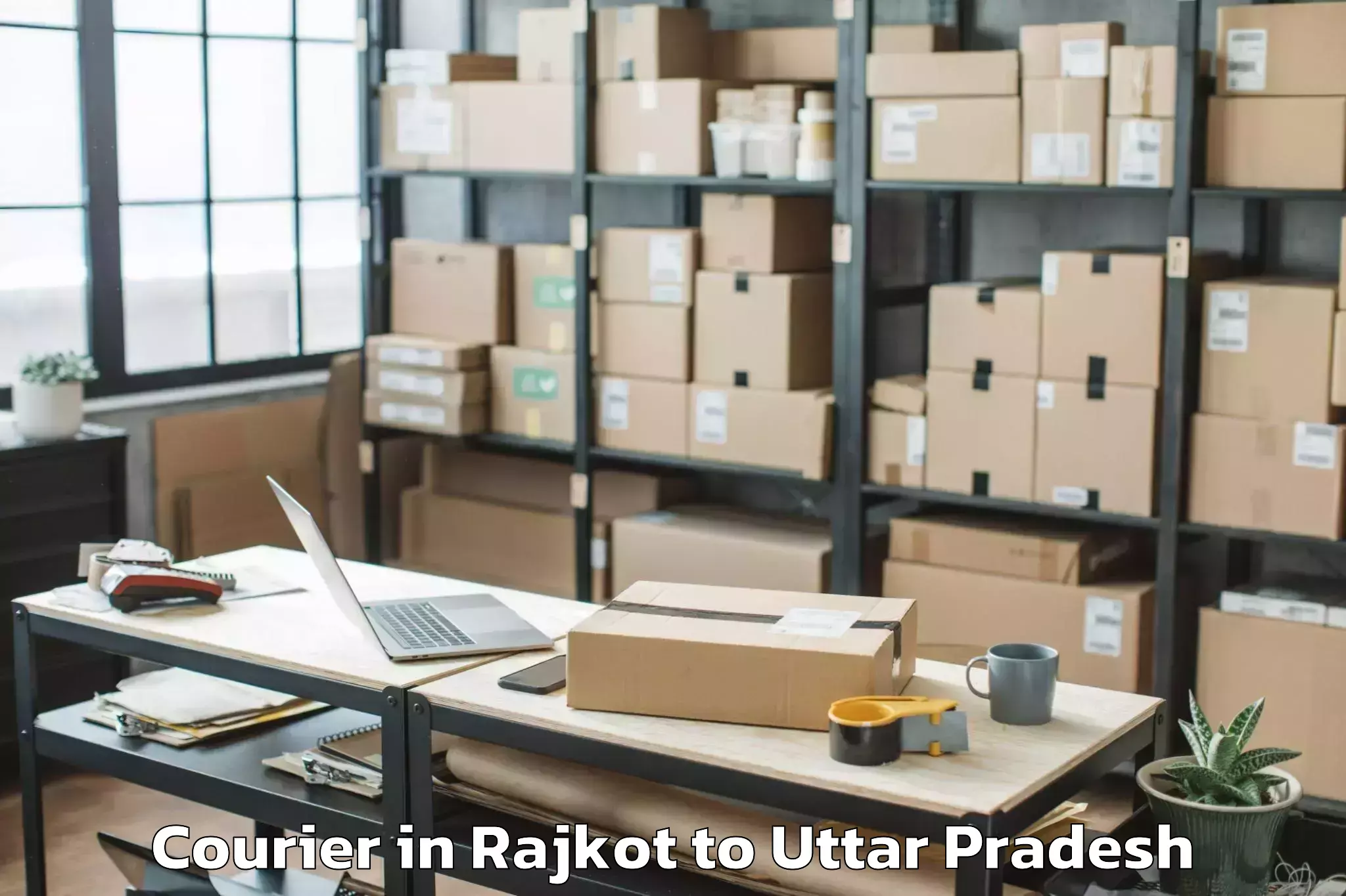 Reliable Rajkot to Gardens Galleria Lucknow Courier